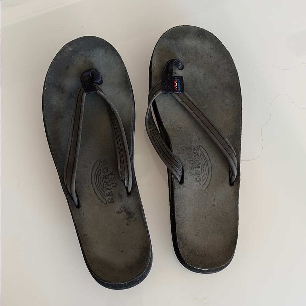 Rainbow Men's Black Flip Flops